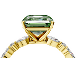 Yellow gold Fancy Green Asscher  Solitaire with Side Stones on a Pavé Band and Four-Prong Setting_4
