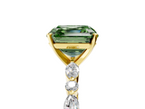 Yellow gold Fancy Green Asscher  Solitaire with Side Stones on a Pavé Band and Four-Prong Setting_5