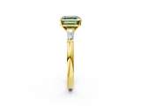 Yellow gold Fancy Green Asscher  Solitaire with Tapered Baguette Side Stones on a Classic Band with Four-Prong Setting_2