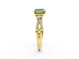 Yellow gold Fancy Green Asscher  Three-Stone Diamond Ring with Pavé Split Shank and Four-Prong Setting_19