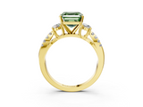 Yellow gold Fancy Green Asscher  Three-Stone Diamond Ring with Pavé Split Shank and Four-Prong Setting_20