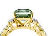 Yellow gold Fancy Green Asscher  Three-Stone Diamond Ring with Pavé Split Shank and Four-Prong Setting_21
