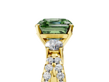 Yellow gold Fancy Green Asscher  Three-Stone Diamond Ring with Pavé Split Shank and Four-Prong Setting_22