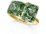 Yellow gold Fancy Green Asscher  and Emerald Cut Toi Moi Ring with Prong Setting_65