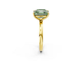 Yellow gold Fancy Green Asscher  and Emerald Cut Toi Moi Ring with Prong Setting_66