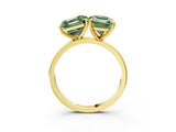 Yellow gold Fancy Green Asscher  and Emerald Cut Toi Moi Ring with Prong Setting_67