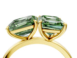 Yellow gold Fancy Green Asscher  and Emerald Cut Toi Moi Ring with Prong Setting_68