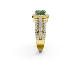 Yellow gold Fancy Green Cushion -Cut Halo Diamond Ring with Split Shank and Four-Prong Setting_91