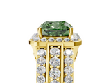 Yellow gold Fancy Green Cushion -Cut Halo Diamond Ring with Split Shank and Four-Prong Setting_94