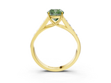 Yellow gold Fancy Green Cushion  Brilliant Channel-Set Solitaire Ring with Four-Prong Setting_40