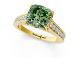 Yellow gold Fancy Green Cushion  Brilliant Cut Diamond Engagement Ring with Pavé Band and Four-Prong Setting_50