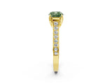 Yellow gold Fancy Green Cushion  Brilliant Cut Diamond Engagement Ring with Pavé Band and Four-Prong Setting_51