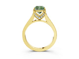 Yellow gold Fancy Green Cushion  Brilliant Cut Diamond Engagement Ring with Pavé Band and Four-Prong Setting_52