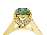 Yellow gold Fancy Green Cushion  Brilliant Cut Diamond Engagement Ring with Pavé Band and Four-Prong Setting_53
