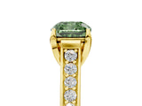 Yellow gold Fancy Green Cushion  Brilliant Cut Diamond Engagement Ring with Pavé Band and Four-Prong Setting_54