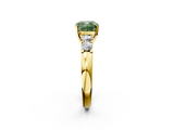 Yellow gold Fancy Green Cushion  Brilliant Cut Diamond Five-Stone Prong Set Engagement Ring with Channel Band_5