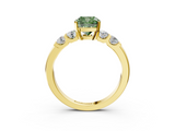 Yellow gold Fancy Green Cushion  Brilliant Cut Diamond Five-Stone Prong Set Engagement Ring with Channel Band_6