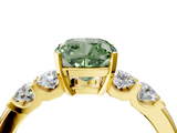 Yellow gold Fancy Green Cushion  Brilliant Cut Diamond Five-Stone Prong Set Engagement Ring with Channel Band_7