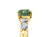 Yellow gold Fancy Green Cushion  Brilliant Cut Diamond Five-Stone Prong Set Engagement Ring with Channel Band_8