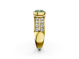 Yellow gold Fancy Green Cushion  Brilliant Diamond Channel Set Wide Band Ring with Bezel Setting_22