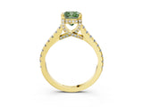 Yellow gold Fancy Green Cushion  Brilliant Diamond Solitaire with Pavé Band and Four-Prong Setting 3
