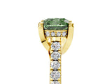 Yellow gold Fancy Green Cushion  Brilliant Diamond Solitaire with Pavé Band and Four-Prong Setting 5