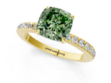 Yellow gold Fancy Green Cushion  Brilliant Pavé Band Solitaire with Four-Prong Setting_42