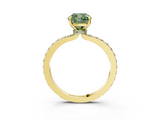 Yellow gold Fancy Green Cushion  Brilliant Pavé Band Solitaire with Four-Prong Setting_44