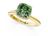 Yellow gold Fancy Green Cushion  Brilliant Solitaire Engagement Ring with Six-Prong Setting and Classic Band_22
