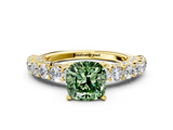 Yellow gold Fancy Green Cushion  Brilliant Solitaire with Pavé Band and Four-Prong Setting_42
