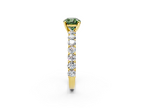 Yellow gold Fancy Green Cushion  Brilliant Solitaire with Pavé Band and Four-Prong Setting_44