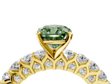 Yellow gold Fancy Green Cushion  Brilliant Solitaire with Pavé Band and Four-Prong Setting_46