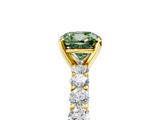 Yellow gold Fancy Green Cushion  Brilliant Solitaire with Pavé Band and Four-Prong Setting_47