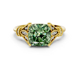 Yellow gold Fancy Green Cushion  Brilliant Solitaire with Pave Band and Four-Prong Setting_20