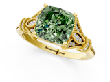 Yellow gold Fancy Green Cushion  Brilliant Solitaire with Pave Band and Four-Prong Setting_21