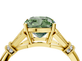 Yellow gold Fancy Green Cushion  Brilliant Solitaire with Pave Band and Four-Prong Setting_24