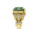 Yellow gold Fancy Green Cushion  Brilliant Solitaire with Pave Band and Four-Prong Setting_25