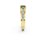Yellow gold Fancy Green Cushion  Brilliant Solitaire with Side Stones on a Pave Band and Four-Prong Setting_26