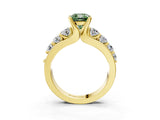 Yellow gold Fancy Green Cushion  Brilliant Solitaire with Side Stones on a Pave Band and Four-Prong Setting_27
