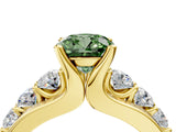 Yellow gold Fancy Green Cushion  Brilliant Solitaire with Side Stones on a Pave Band and Four-Prong Setting_28