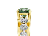 Yellow gold Fancy Green Cushion  Brilliant Solitaire with Side Stones on a Pave Band and Four-Prong Setting_29
