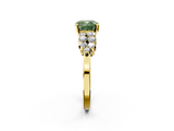 Yellow gold Fancy Green Cushion  Cluster Diamond Engagement Ring with Pavé Band and Four-Prong Setting_48