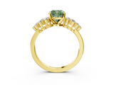 Yellow gold Fancy Green Cushion  Cluster Diamond Engagement Ring with Pavé Band and Four-Prong Setting_49