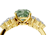 Yellow gold Fancy Green Cushion  Cluster Diamond Engagement Ring with Pavé Band and Four-Prong Setting_50