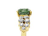 Yellow gold Fancy Green Cushion  Cluster Diamond Engagement Ring with Pavé Band and Four-Prong Setting_51