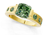 Yellow gold Fancy Green Cushion Cut Brilliant Channel-Set Diamond Ring with Bezel Prong Setting_1