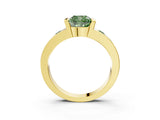 Yellow gold Fancy Green Cushion Cut Brilliant Channel-Set Diamond Ring with Bezel Prong Setting_3