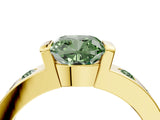 Yellow gold Fancy Green Cushion Cut Brilliant Channel-Set Diamond Ring with Bezel Prong Setting_4