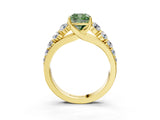 Yellow gold Fancy Green Cushion Cut Brilliant Diamond Pavé Band with Six-Prong Setting_15