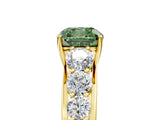 Yellow gold Fancy Green Cushion Cut Brilliant Diamond Pavé Band with Six-Prong Setting_17